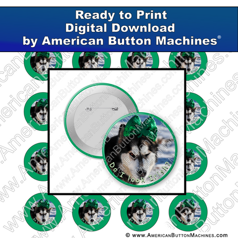 Digital Download, for buttons, digital download for buttons, Husky, St. Patrick, Irish