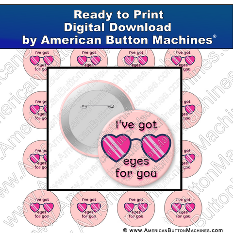 Digital Download, for buttons, digital download for buttons, eyes, love, valentine