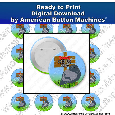 Digital Download, For Buttons, Digital Download for Buttons, birds, hungry, feed
