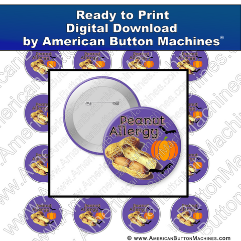 Digital Download, For Buttons, Digital Download for Buttons, Halloween, peanut allergy, allergy, nuts, trick or treat