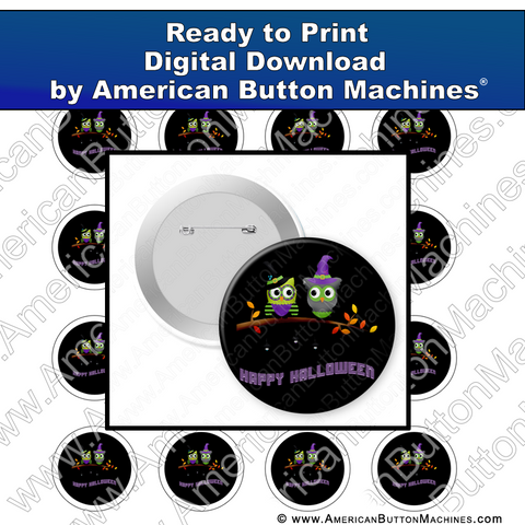 Digital Download, For Buttons, Digital Download for Buttons, owls, halloween, witches