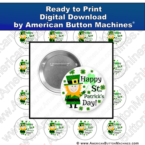 Digital Download, For Buttons, Digital Download for Buttons, saint pat's, Saint Patrick, leprechaun, clover, green