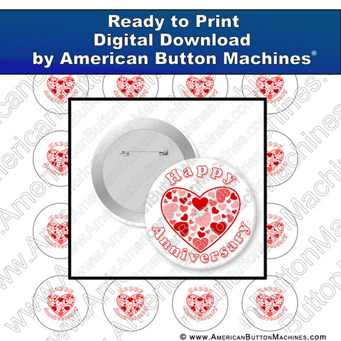 Digital Download, for buttons, digital download for buttons, anniversary, hearts, happy