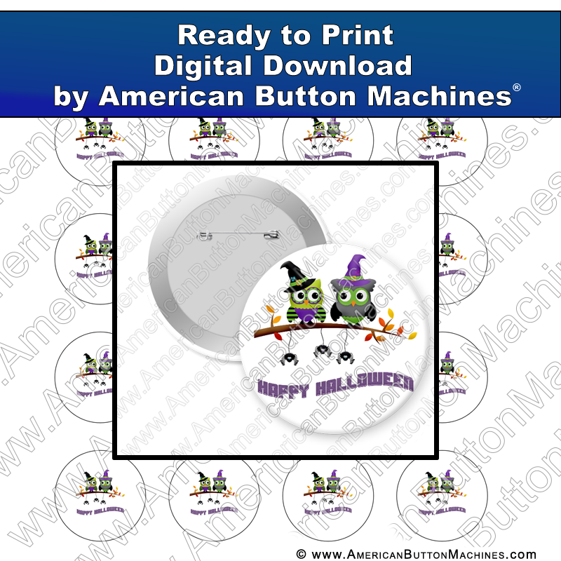 Digital Download, For Buttons, Digital Download for Buttons, , Halloween, Owls, Witch