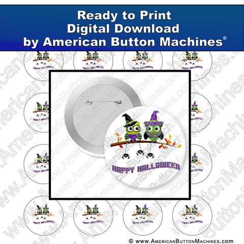 Digital Download, For Buttons, Digital Download for Buttons, , Halloween, Owls, Witch
