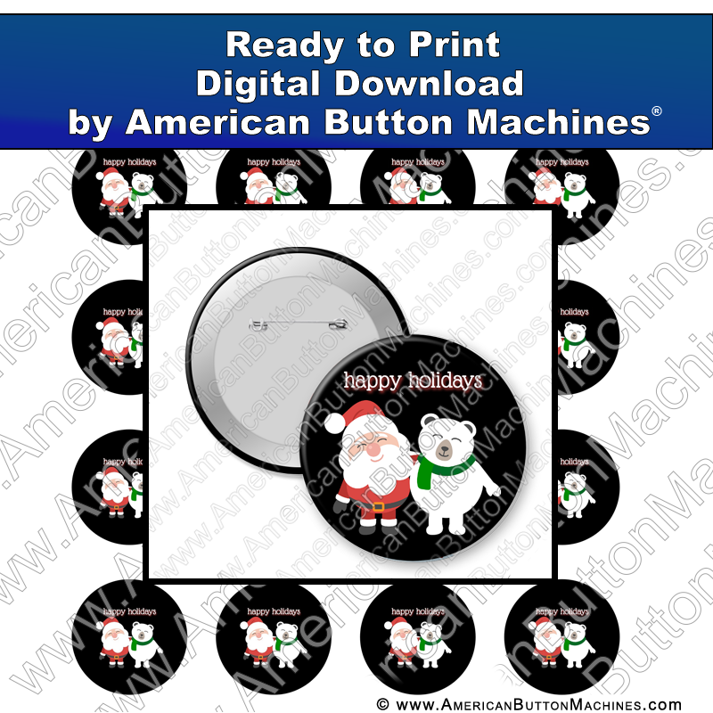 Digital Download, for buttons, digital download for buttons, Santa, Holidays, Christmas