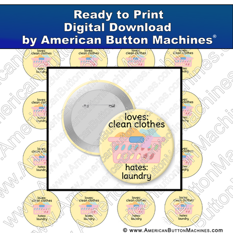 Digital Download, for buttons, digital download for buttons, laundry, clean clothes