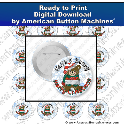 Digital Download, For Buttons, Digital Download for Buttons, teddy bear, Christmas, Holidays