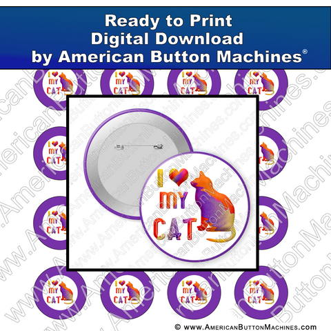 Digital Download, For Buttons, Digital Download for Buttons, cat, love