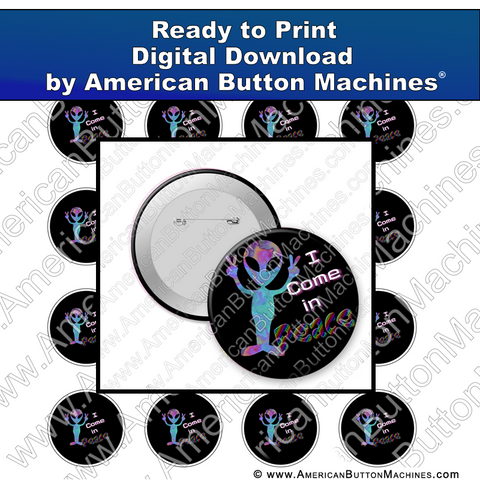 Digital Download, for buttons, digital download for buttons, aliens, ufo, peace