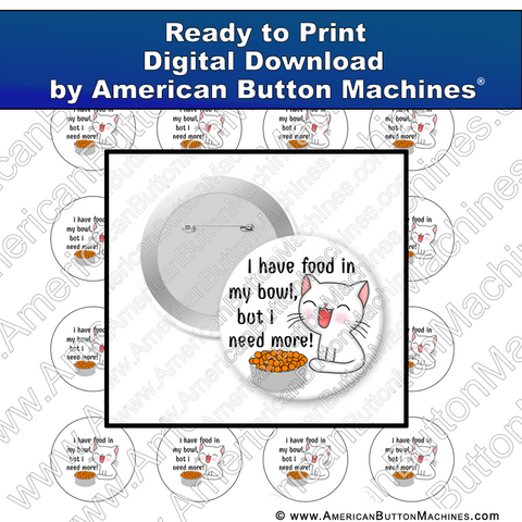 Digital Download, For Buttons, Digital Download for Buttons, Cat, Kitten, Food