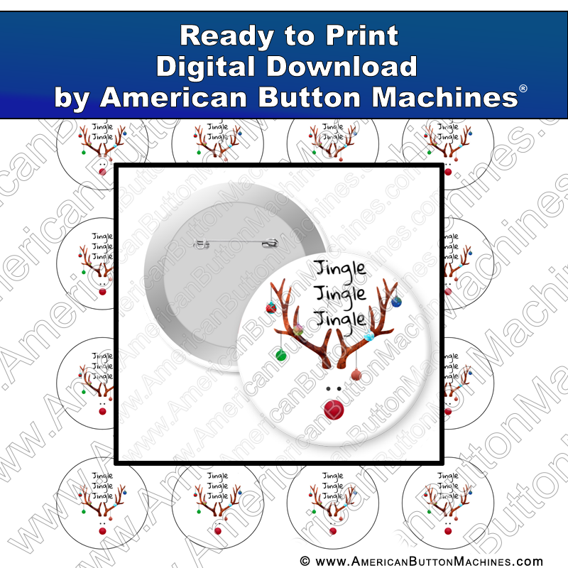 Digital Download, For Buttons, Digital Download for Buttons, reindeer, rudolph, jingle bells