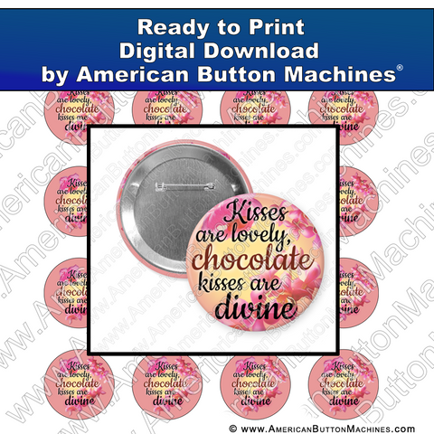 Digital Download, For Buttons, Digital Download for Buttons, Valentines, Chocolate, Kisses