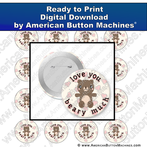 Digital Download, for buttons, digital download for buttons, love, teddy bear