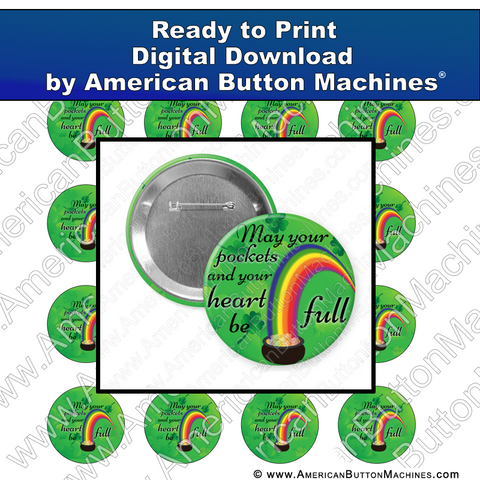 Digital Download, For Buttons, Digital Download for Buttons, pockets, money, heart, gold, pot of gold, rainbow