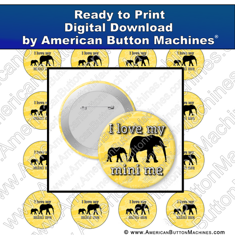 Digital Download, for buttons, digital download for buttons, mini me, baby, kids, elephant