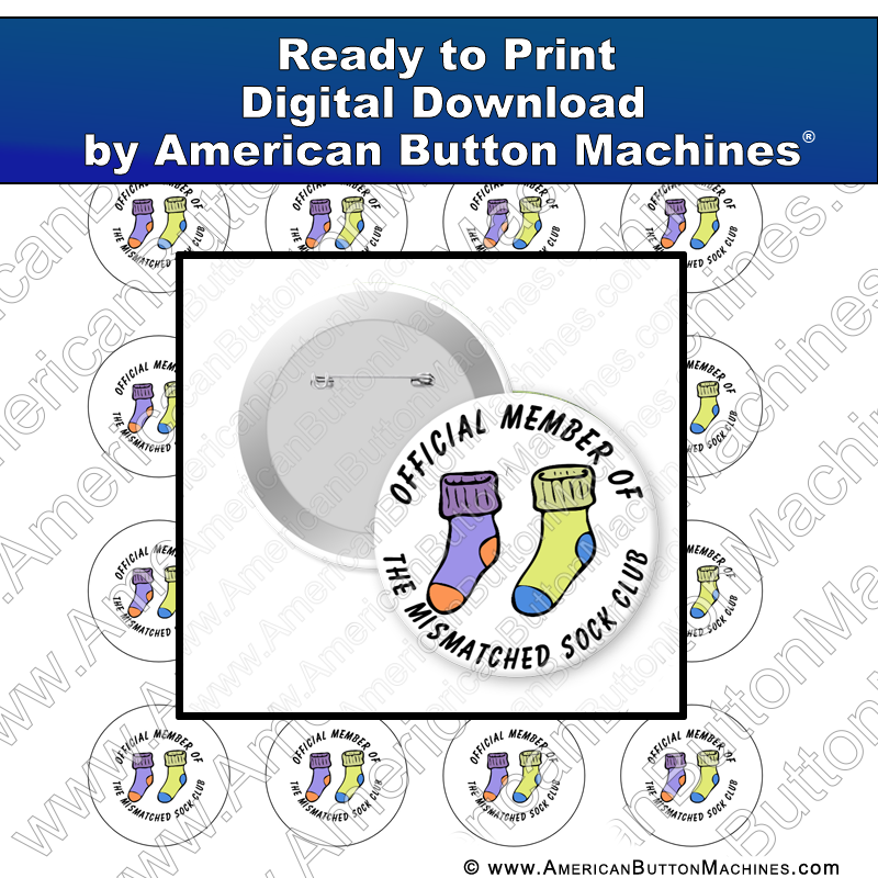 Digital Download, For Buttons, Digital Download for Buttons, mismatched socks, socks, laundry