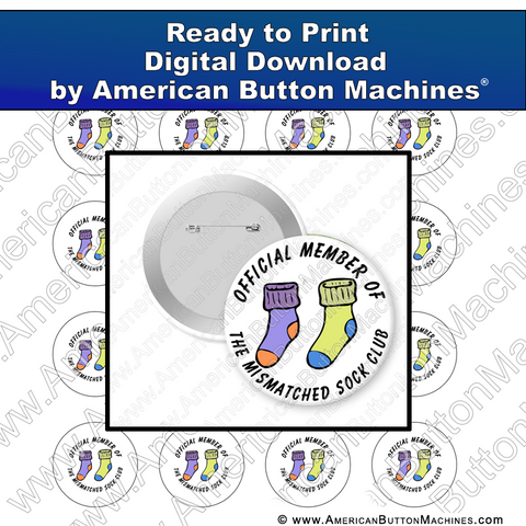 Digital Download, For Buttons, Digital Download for Buttons, mismatched socks, socks, laundry