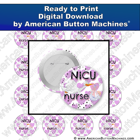 Digital Download, for buttons, digital download for buttons, stork, NICU, Nurse