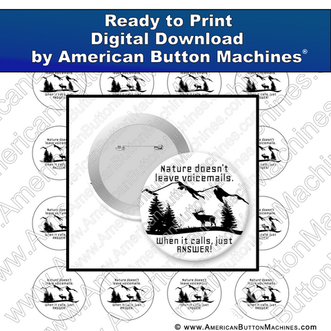 Digital Download, for buttons, digital download for buttons, Nature, Nature Calls