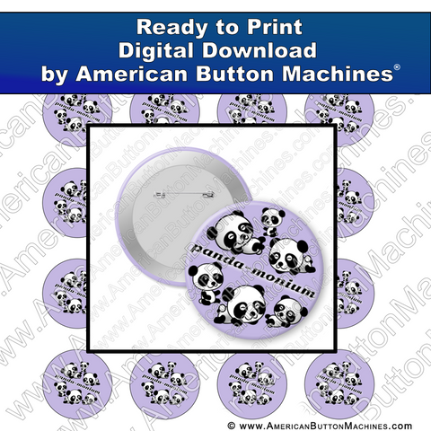 Digital Download, for buttons, digital download for buttons, panda