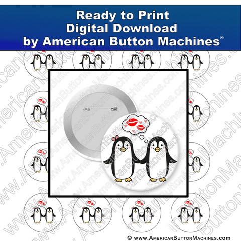 Digital Download, For Buttons, Digital Download for Buttons, penguins, love, valentine, anniversary