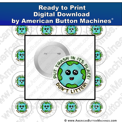 Digital Download, For Buttons, Digital Download for Buttons, Earth, litter, trash