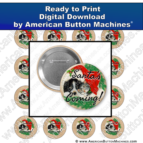 Digital Download, For Buttons, Digital Download for Buttons, dog, cat, puppy, kitten, Christmas, Santa