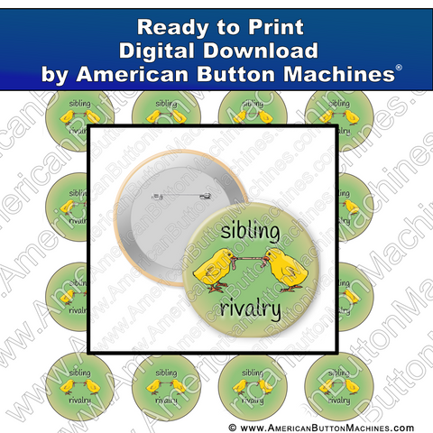 Digital Download, Digital Download for Buttons, siblings, rivalry, chicks