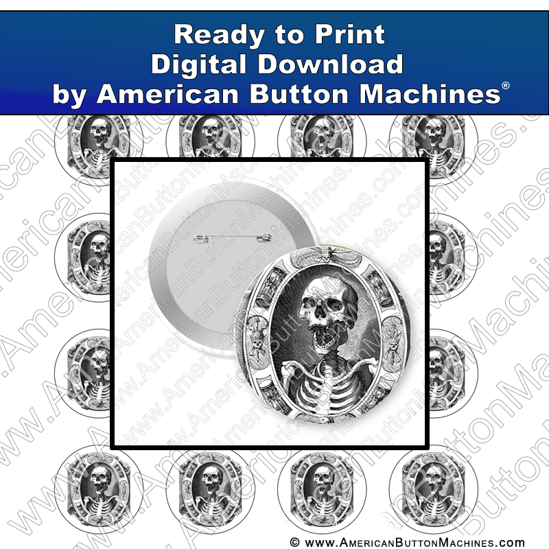 Digital Download, For Buttons, Digital Download for Buttons, Halloween, skeleton, selfie