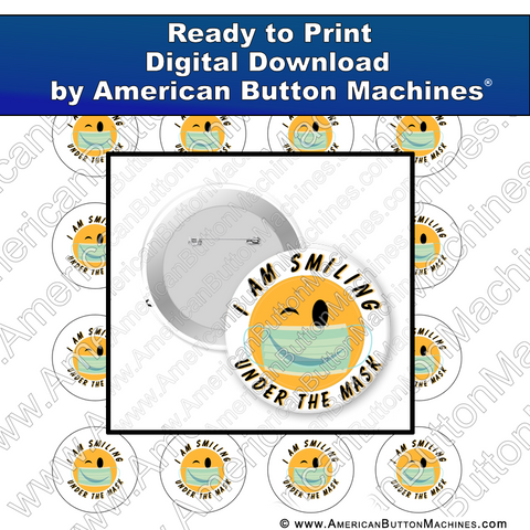Digital Download, for buttons, digital download for buttons, Smiling, Under the mask