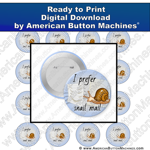 Digital Download, Digital Download for Buttons, snail, mail, snail mail
