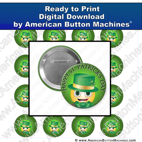 Digital Download, For Buttons, Digital Download for Buttons, emoji, st patrick, saint patrick, leprechaun, green, clover, gold