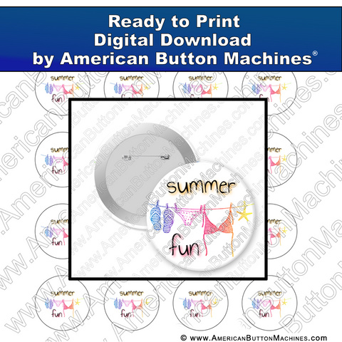 Digital Download, for buttons, digital download for buttons, Summer, Summer fun