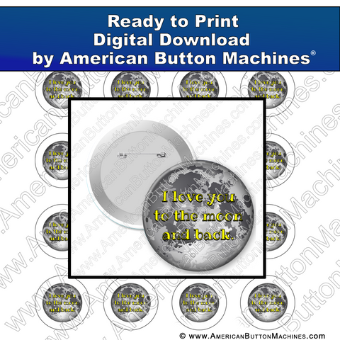 Digital Download, for buttons, digital download for buttons, moon, love
