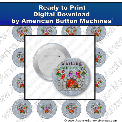 Digital Download, for buttons, digital download for buttons, Santa, Christmas, Waiting