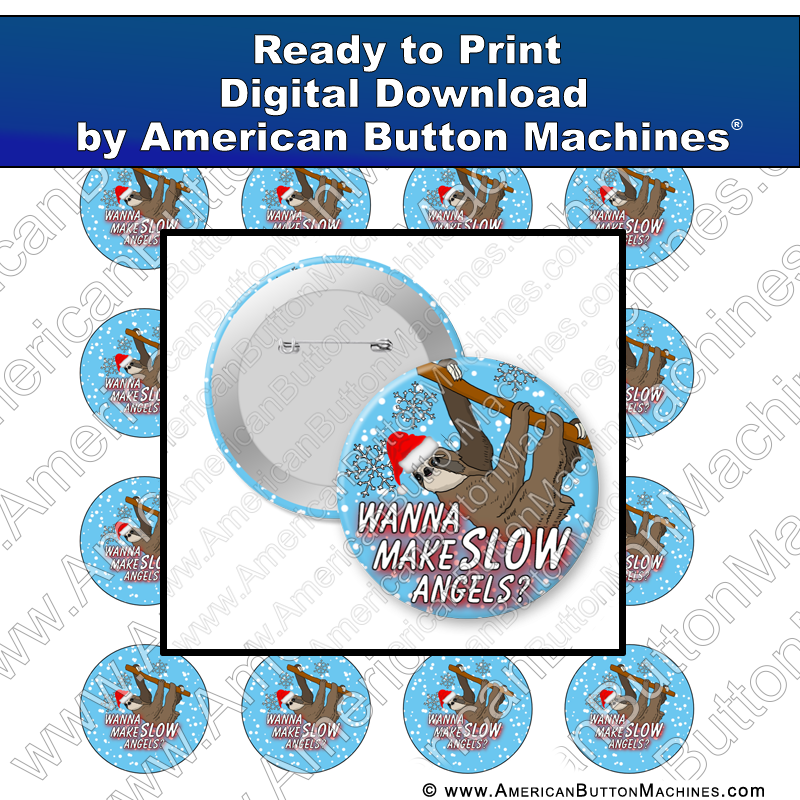 Digital Download, For Buttons, Digital Download for Buttons, sloth, Santa, snow, angels, winter, Christmas
