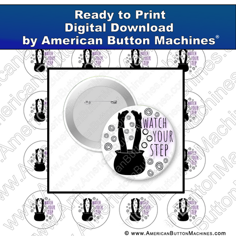 Digital Download, For Buttons, Digital Download for Buttons, cauldron, witch, step