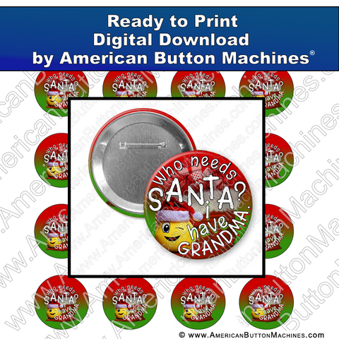 Digital Download, For Buttons, Digital Download for Buttons, Santa, Grandma, Christmas
