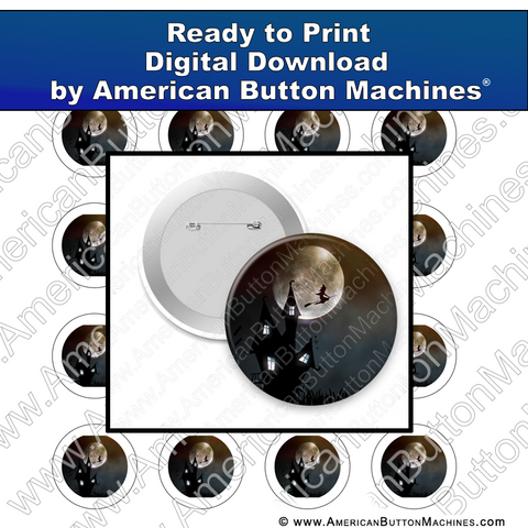 Digital Download, For Buttons, Digital Download for Buttons, witch, Halloween, Haunted, Haunted House