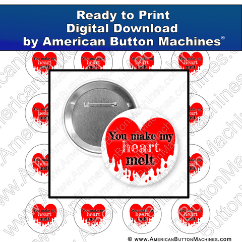 Digital Download, For Buttons, Digital Download for Buttons, Valentines Day, Love, Heart, Melt