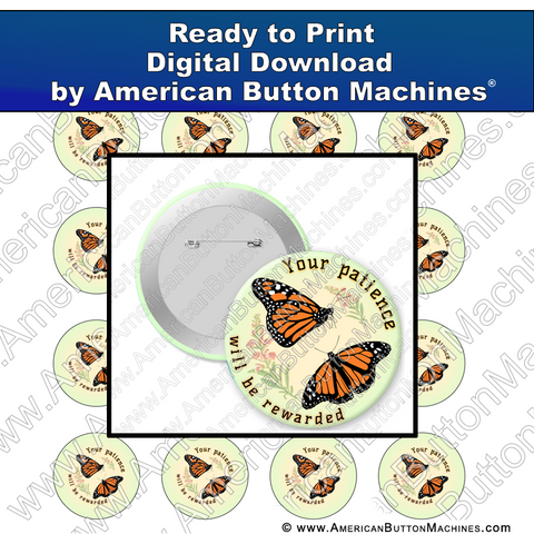 Digital Download, for buttons, digital download for buttons, butterflies, patience