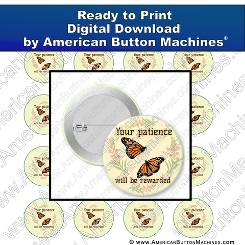 Digital Download, for buttons, digital download for buttons, butterflies, patience