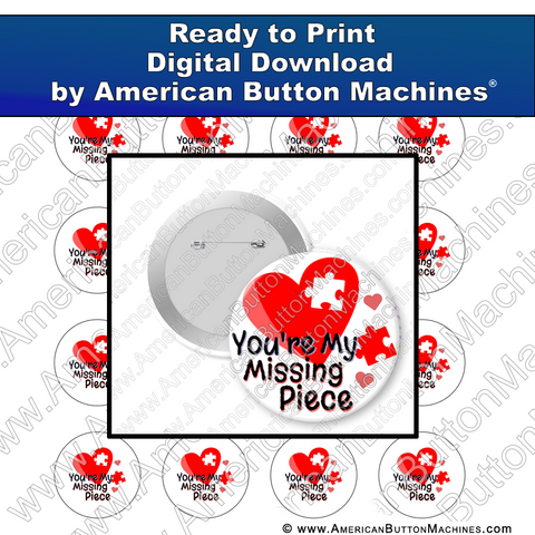 Digital Download, for buttons, digital download for buttons, love, missing piece, complete, 