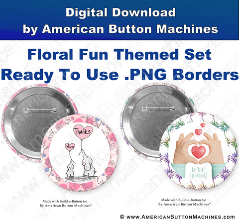 Digital Download for Buttons - Fun Florals Border Set