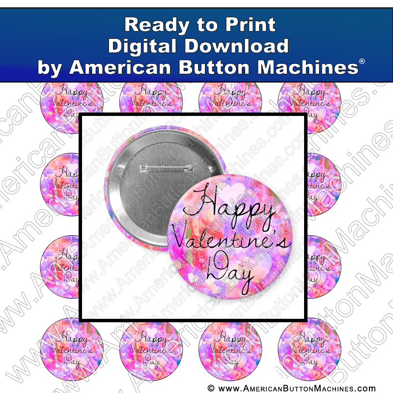 Happy Valentine's Day - Digital Download for Buttons - American Button Machines