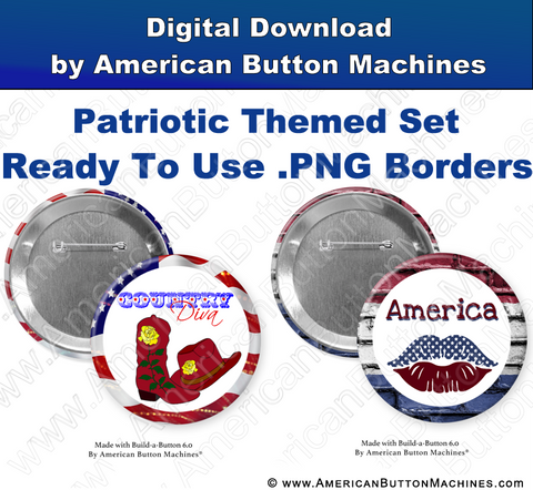 Digital Download for Buttons - Patriotic Border Set