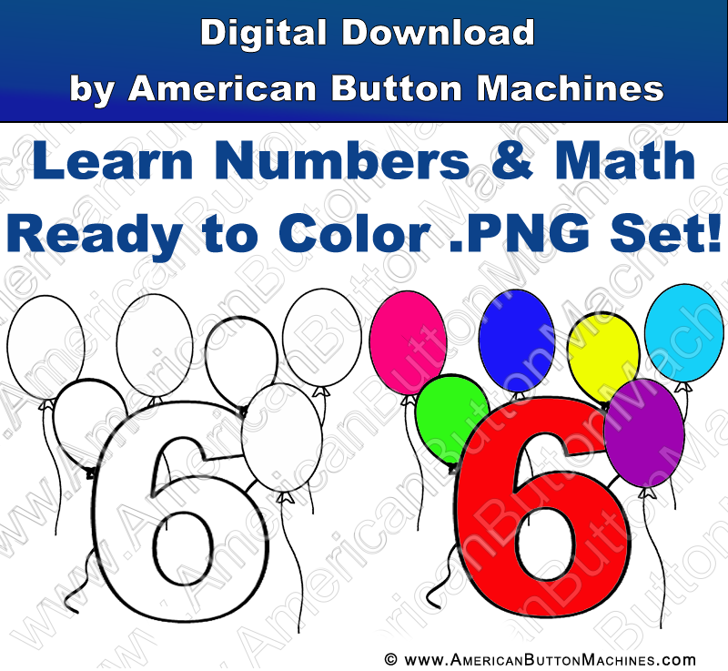 Ready to Color Numbers - Digital Download for Buttons - American Button Machines
