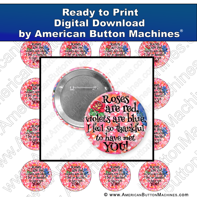 Roses Are Red - Digital Download for Buttons - American Button Machines